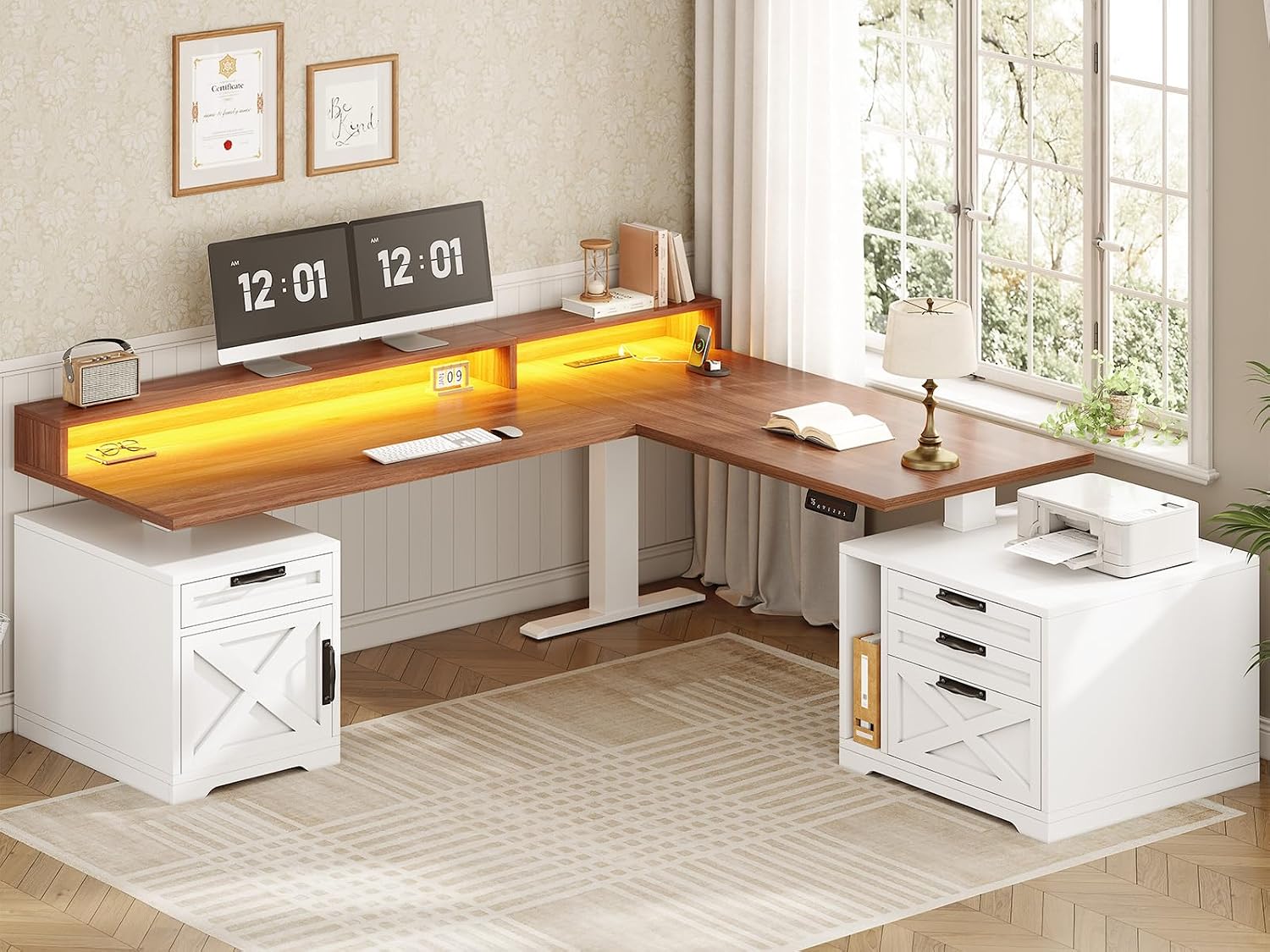 Office Furniture Outlet - Г-образный регулируемый по высоте стол с