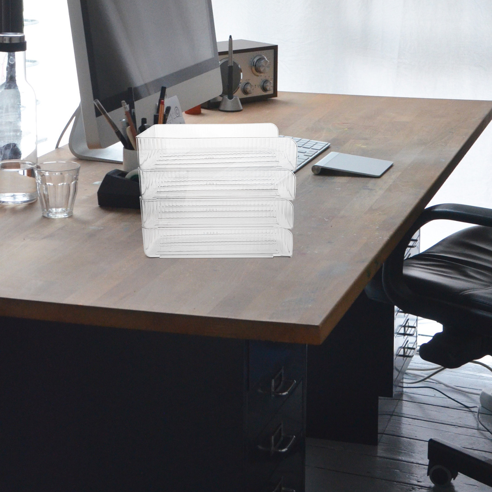 Desktop Filing Tray - 4 шт. прозрачных настольных органайзера для