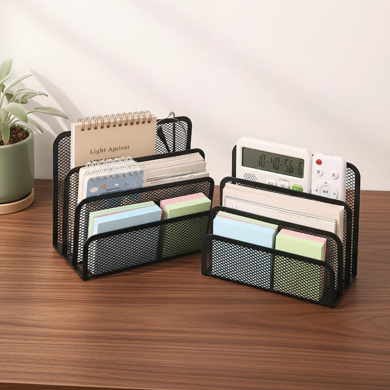 Desktop Filing Tray - Черный металлический сетчатый трехъярусный органайзер для